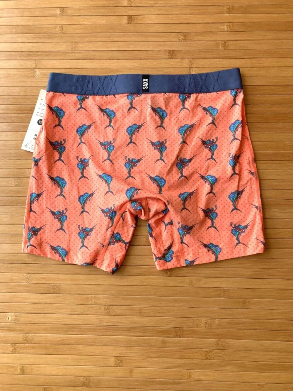 SAXX DropTemp Cooling Cotton Boxer Brief Mens Medium M Big Catch Orange NWT